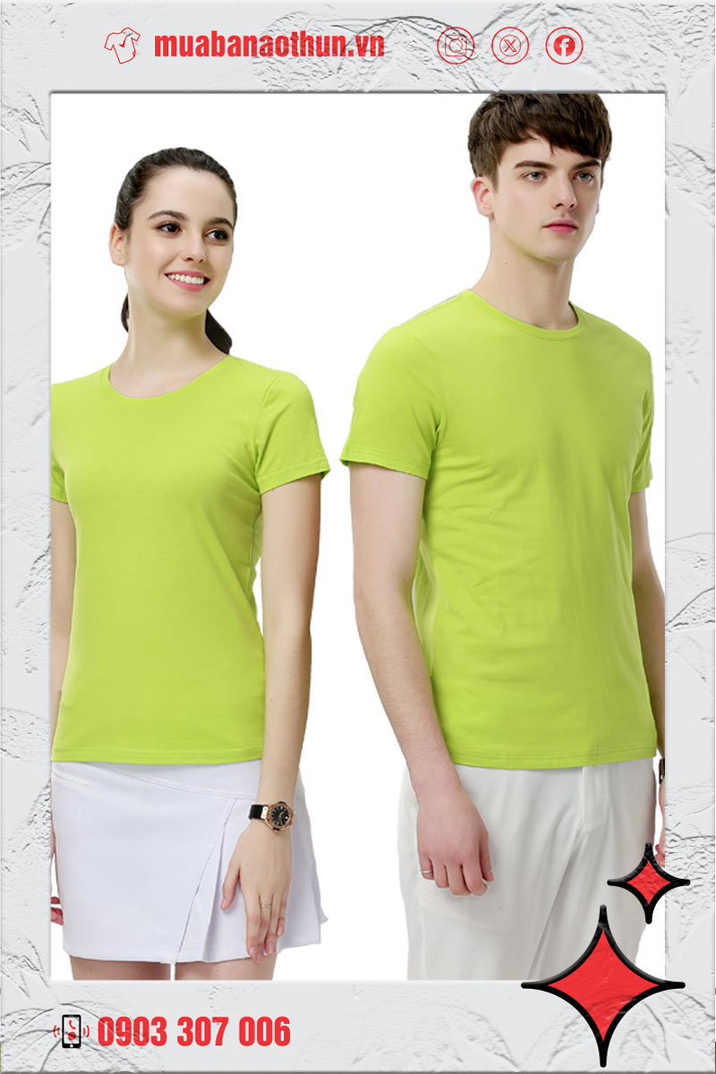 Áo thun trơn cotton màu xanh chuối 1808